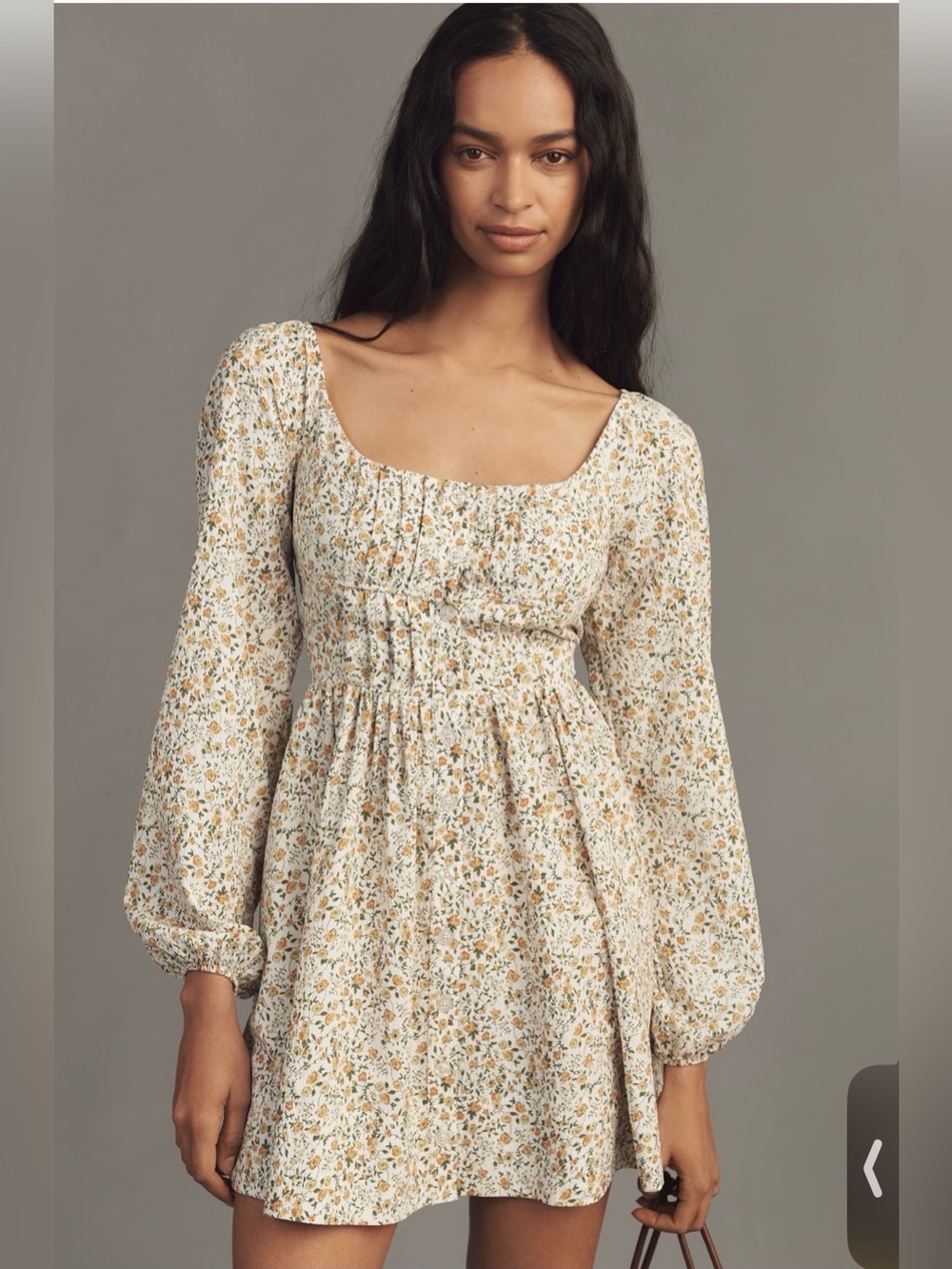 Anthropologie Long-Sleeve Corset A-Line Mini Dress